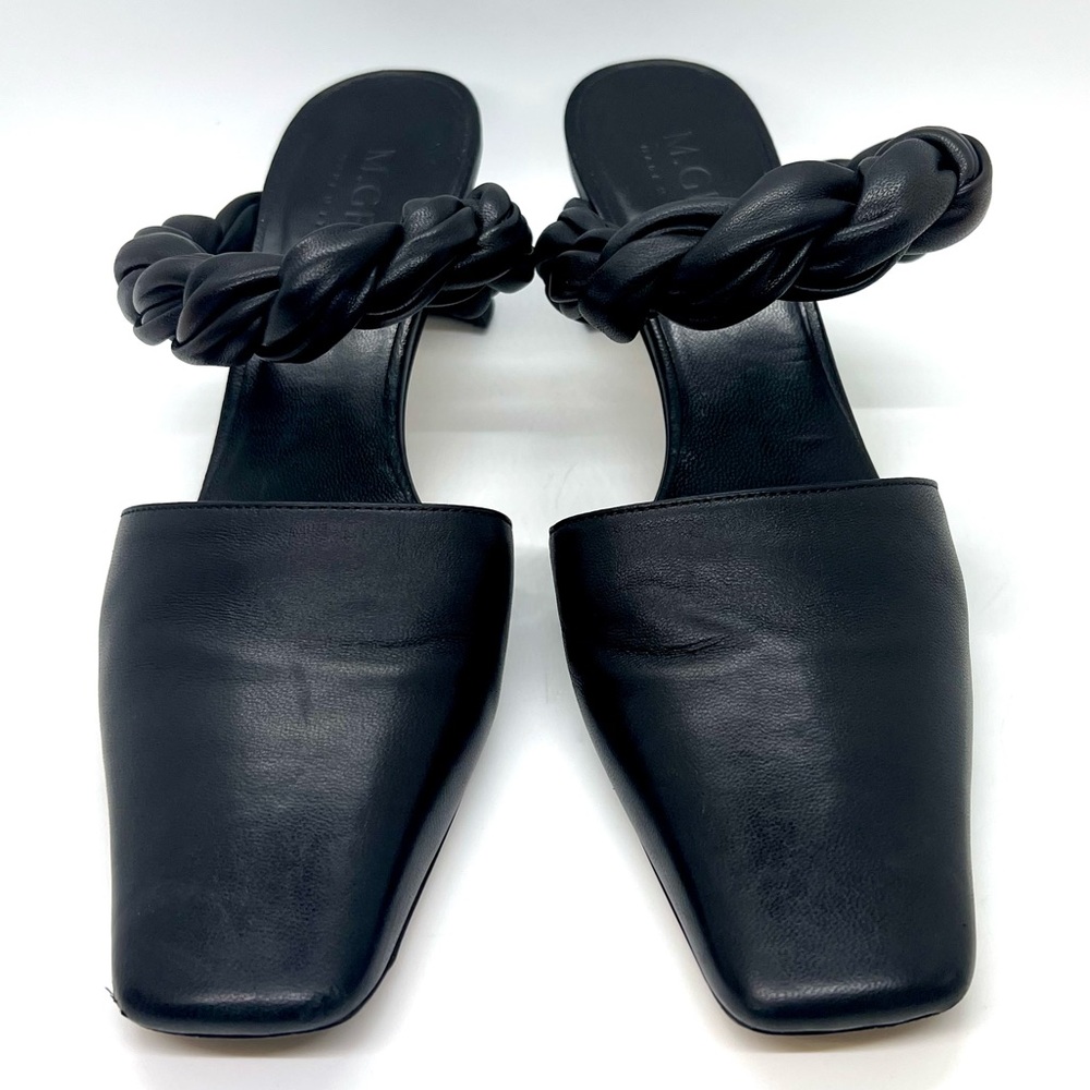 M. Gemi Braided Twist Leather Heeled Mule Pumps 37.5 - Picture 15 of 16